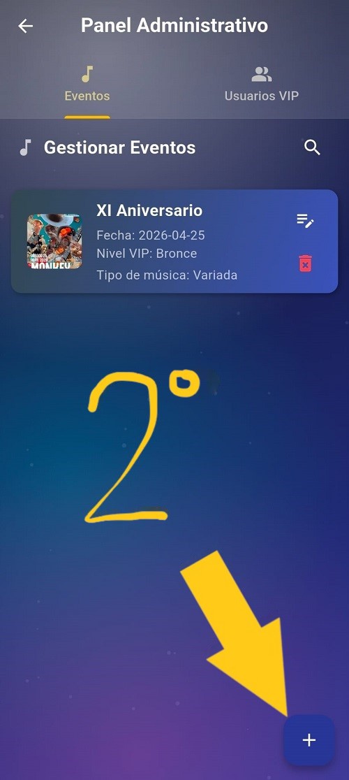Segundo paso del editor de evento
